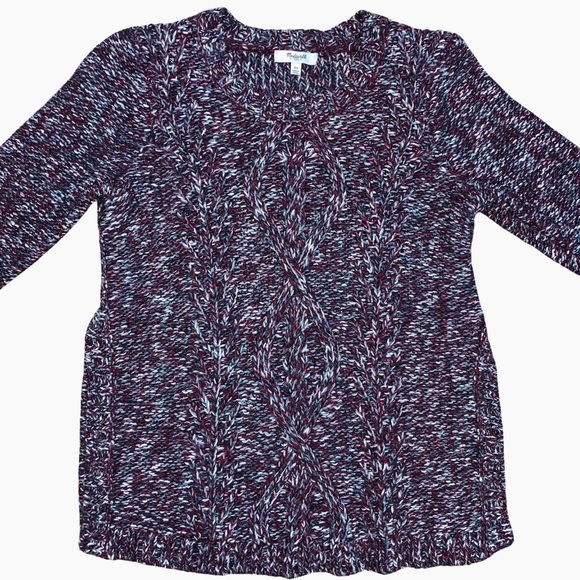 Madewell Firelight Marled Pullover Wool Alpaca Sweater Burgundy Chunky Winter - Picture 6 of 15